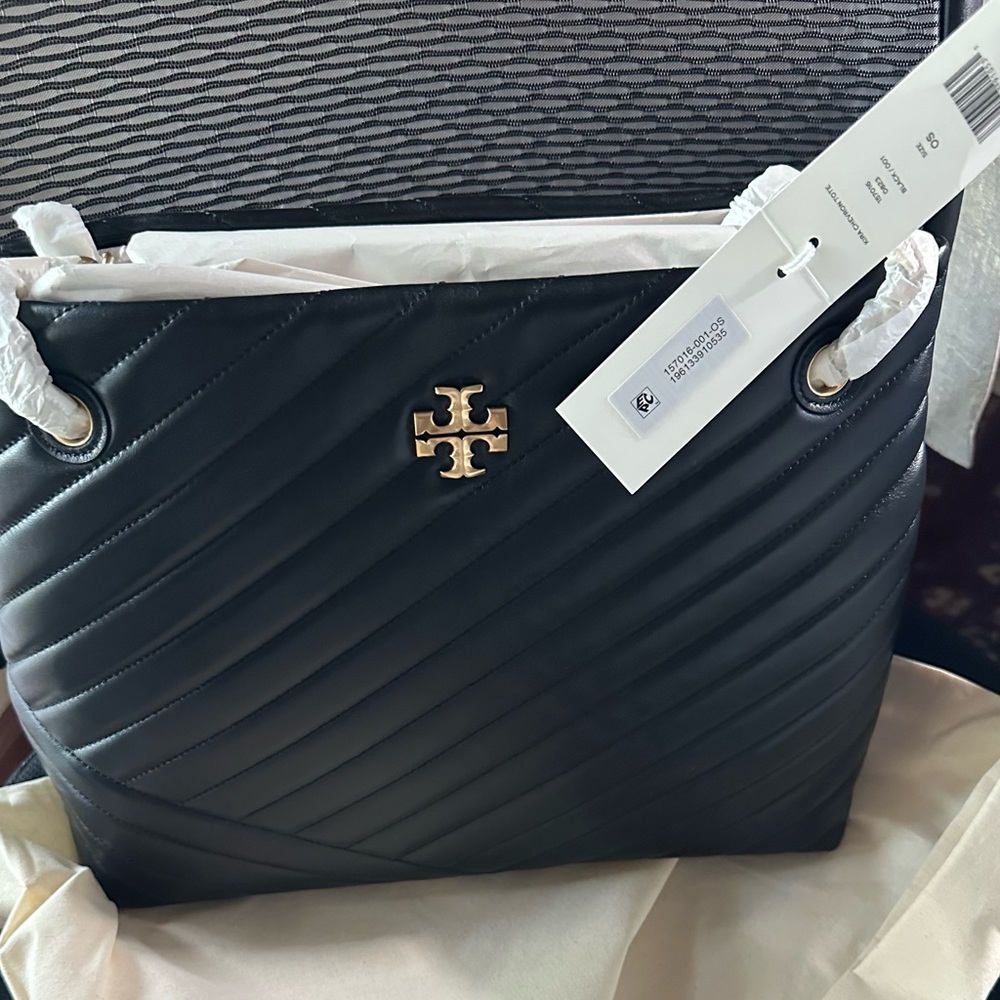 Tory Burch Kira Chevron Black Quilted Shoulder Bag